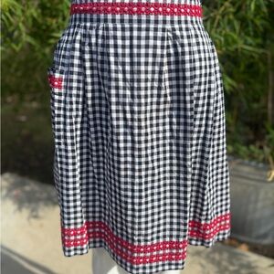 Vintage Black and White Checkered Apron with Red Accents
